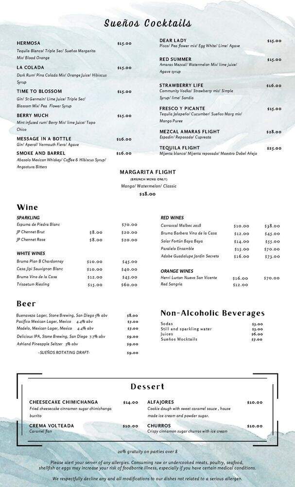 Suenos Laguna Beach - Laguna Beach, CA menu_pic