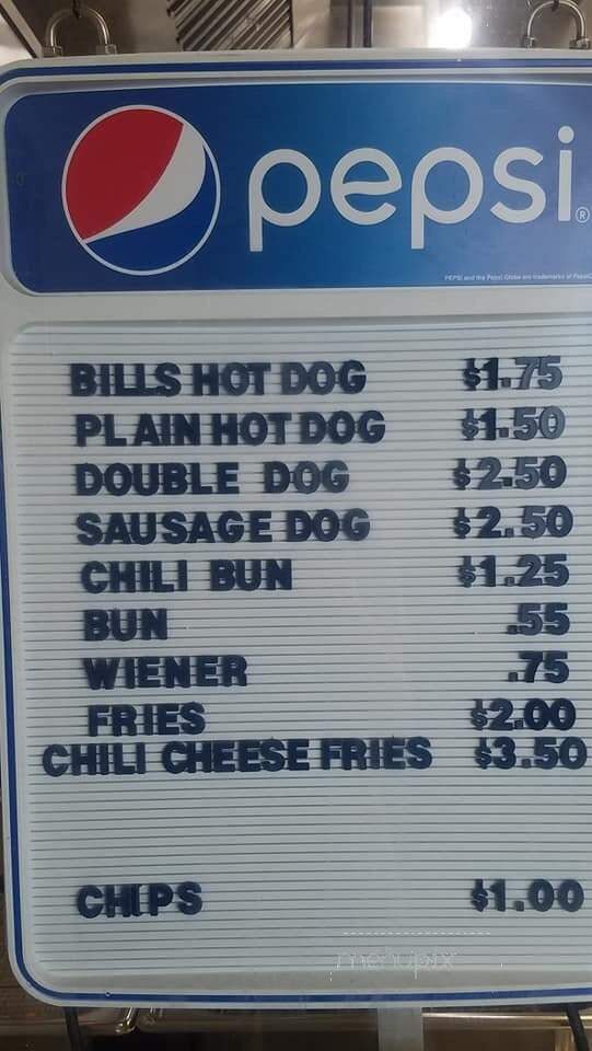 Bill's Hotdogs - Greenville, NC menu_pic