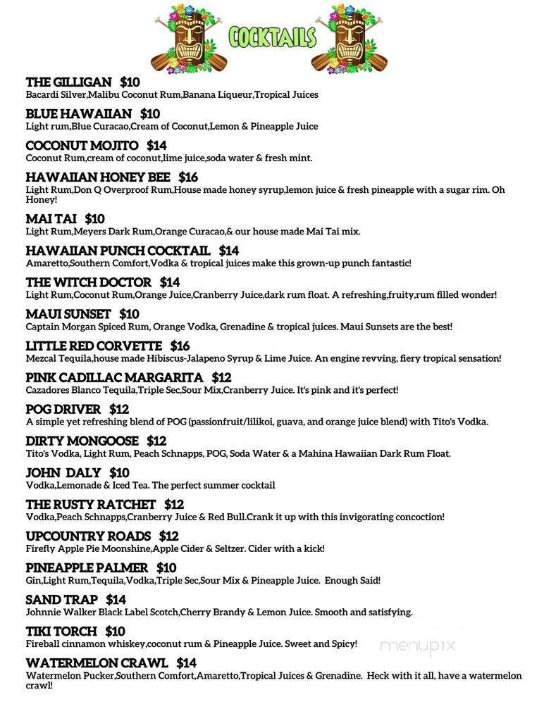 Gilligans Bar & Grill - Kihei, HI menu_pic