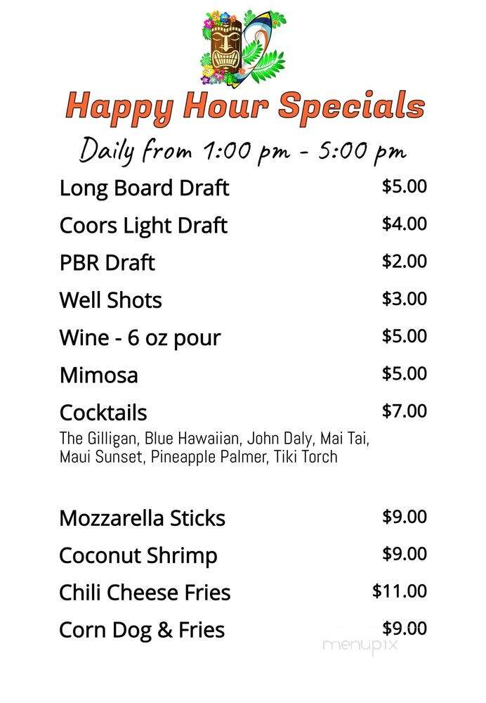 Gilligans Bar & Grill - Kihei, HI menu_pic