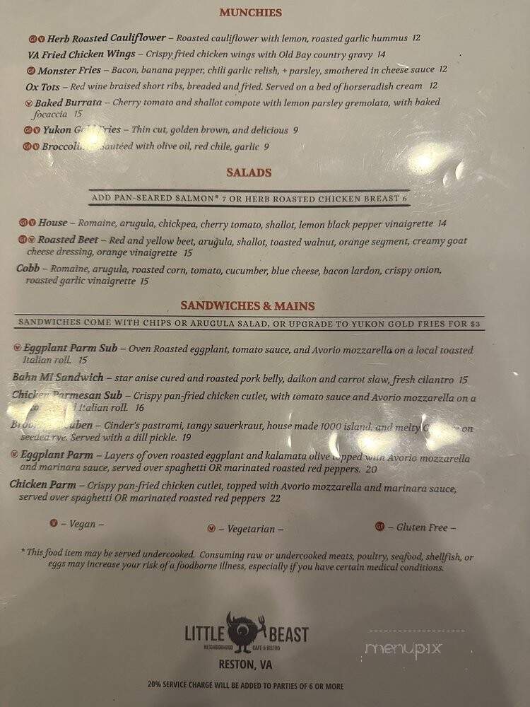 Little Beast - Reston, VA menu_pic