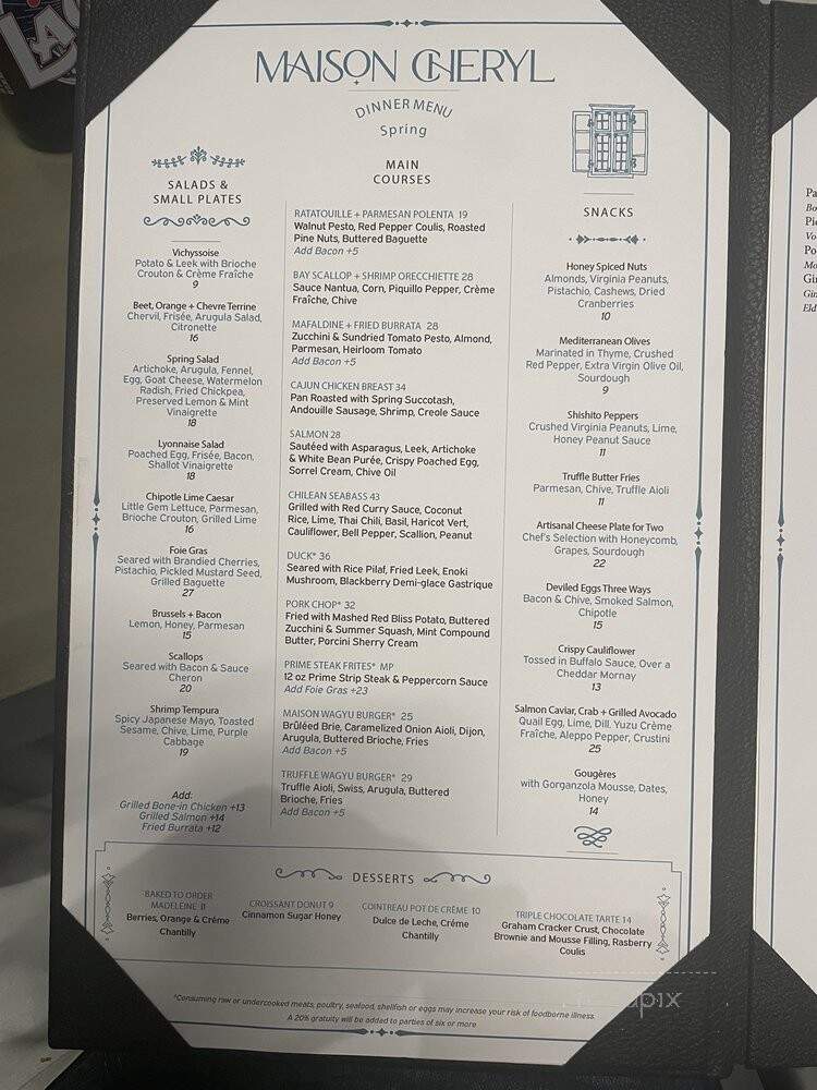 Maison Cheryl - Arlington, VA menu_pic