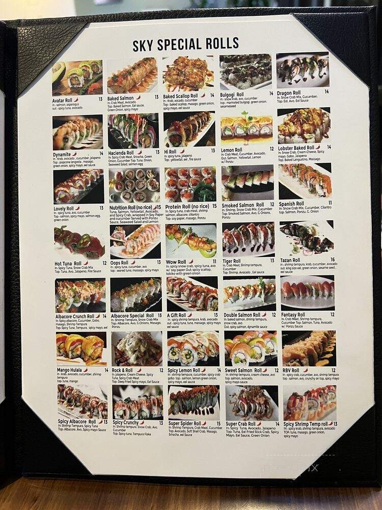 Sky Sushi - Vista, CA menu_pic