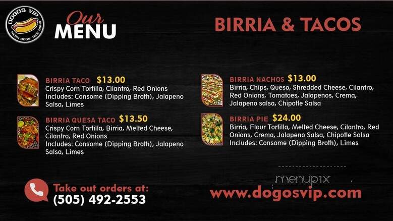 Dogos VIP - Albuquerque, NM menu_pic