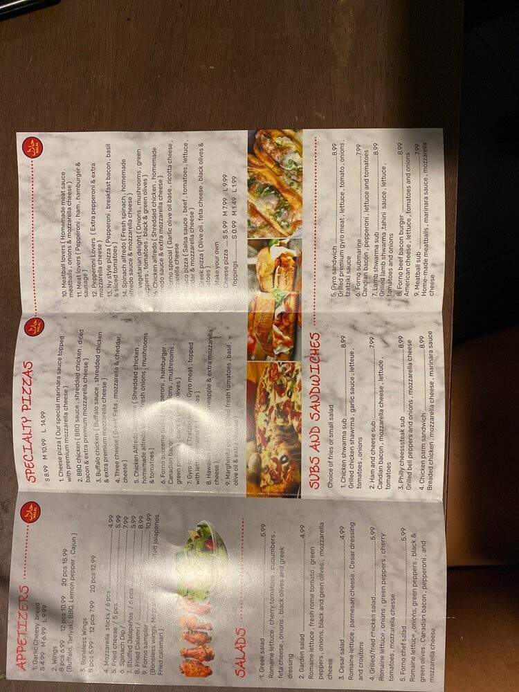 Forno Pizzeria & Grill - Richardson, TX menu_pic
