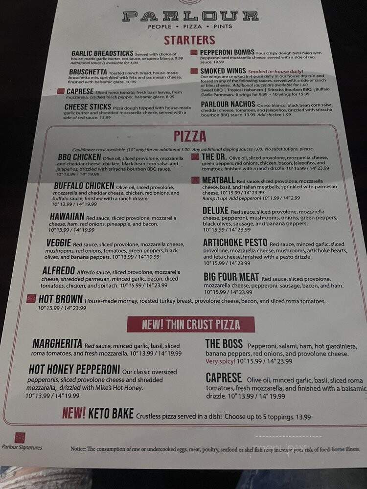 Parlour - Louisville, KY menu_pic