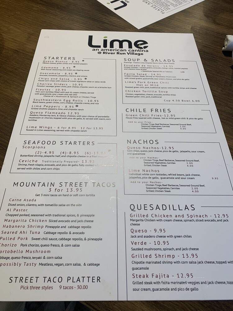 Lime - Keystone, CO menu_pic