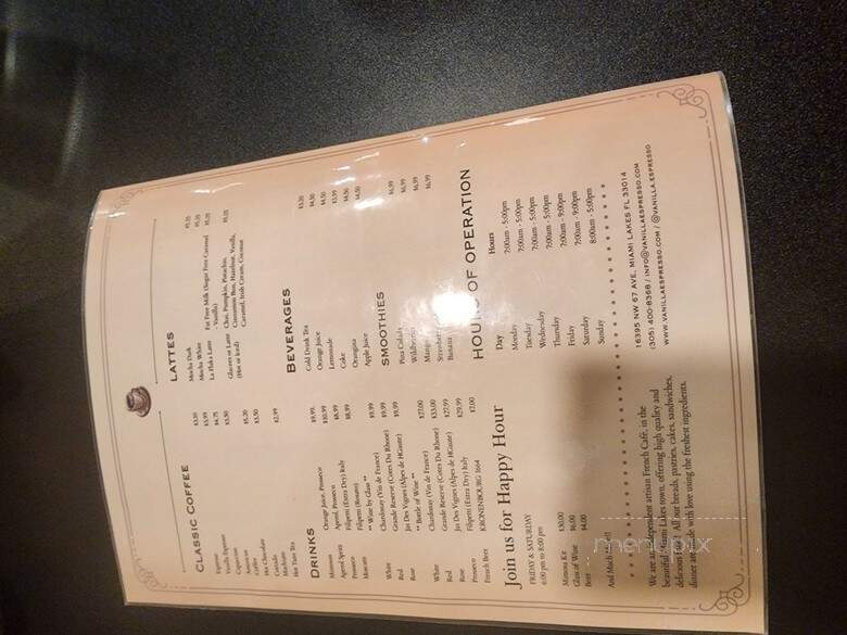 Vanilla Espresso - Miami Lakes, FL menu_pic