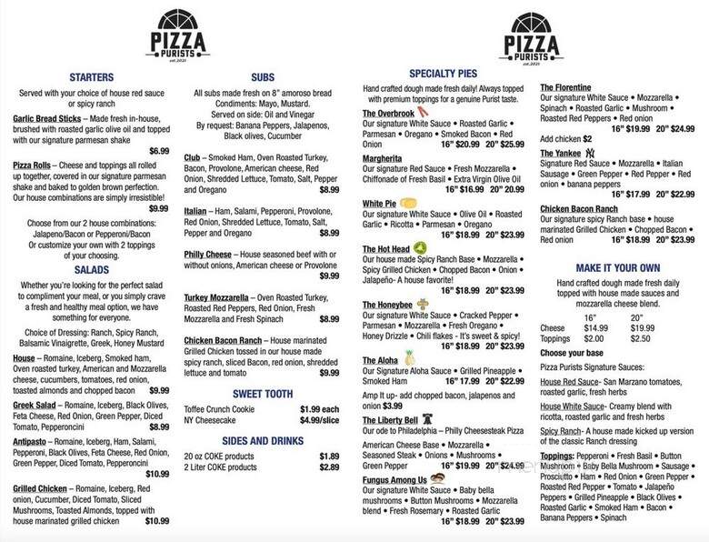 Pizza Purists - Greenville, SC menu_pic