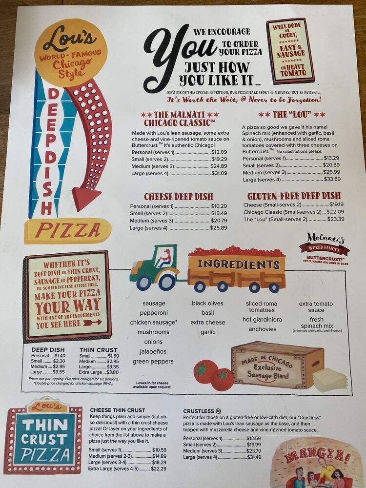 Lou Malnati's Pizzeria - Indianapolis, IN menu_pic