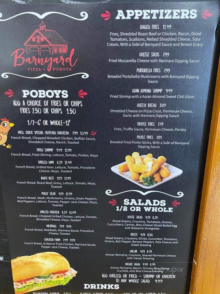 Barnyard Pizza + Poboys - Covington, LA menu_pic
