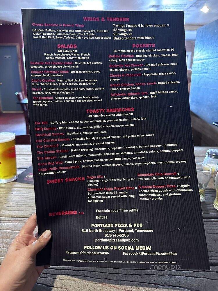 Portland Pizza & Pub - Portland, TN menu_pic