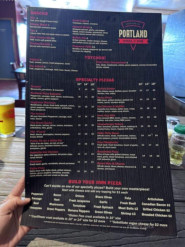 Portland Pizza & Pub - Portland, TN menu_pic
