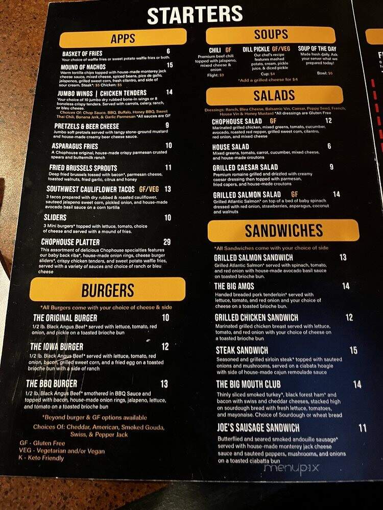 Chophouse Downtown - Cedar Rapids, IA menu_pic