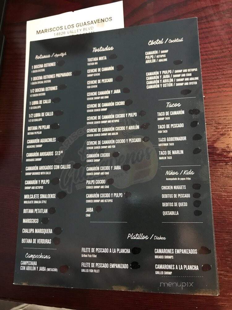 Mariscos Los Guasavenos - La Puente, CA menu_pic