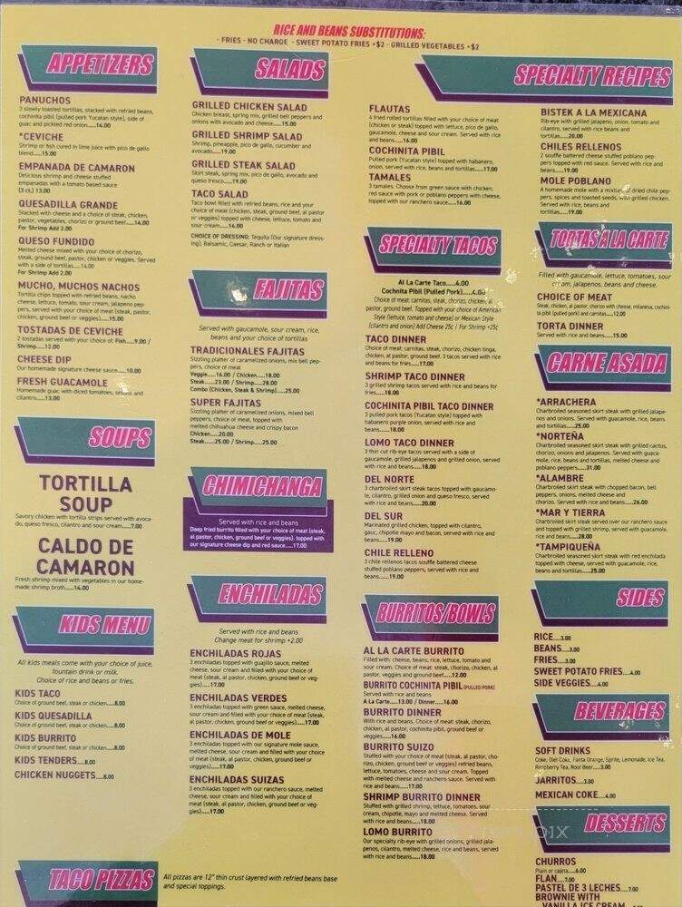 One Taco Dos Tequilas - Palatine, IL menu_pic