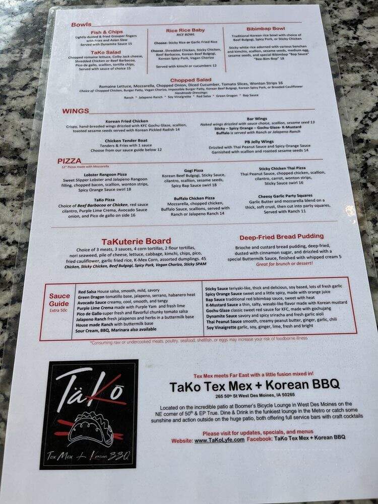 TaKo Tex Mex + Korean BBQ - West Des Moines, IA menu_pic