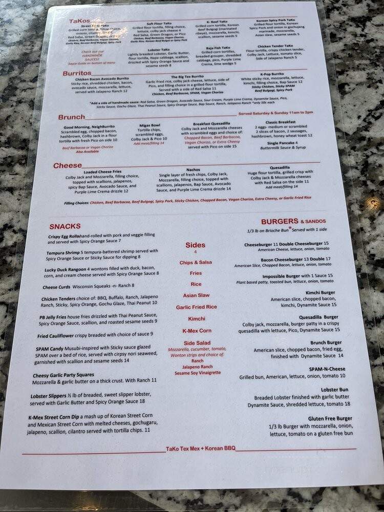 TaKo Tex Mex + Korean BBQ - West Des Moines, IA menu_pic