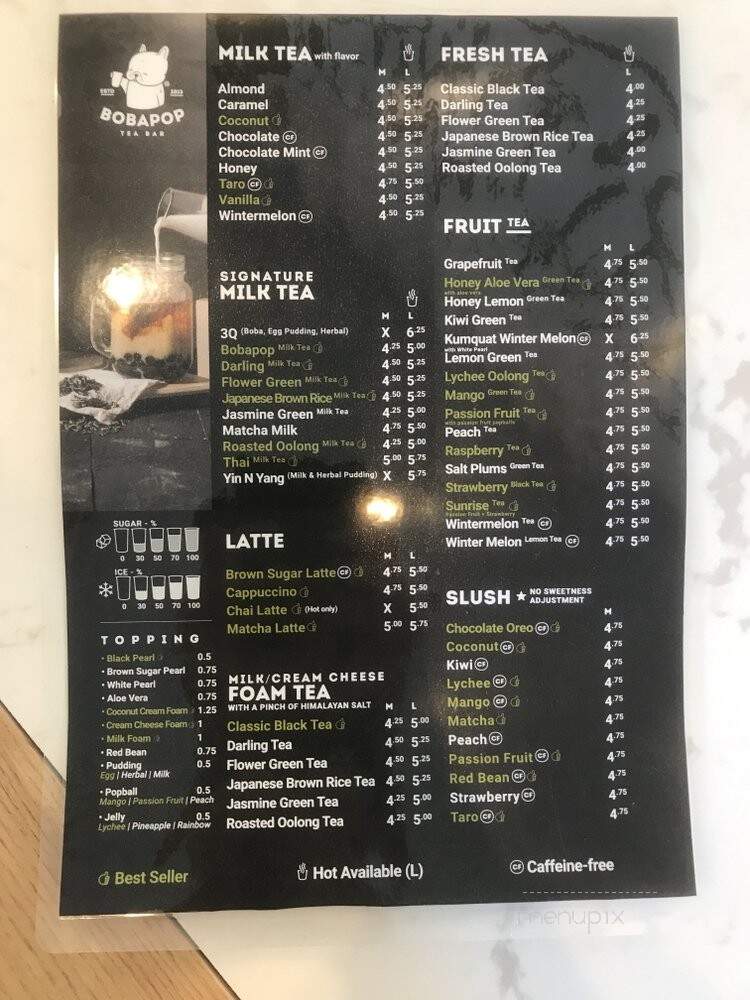 BobaPop Tea Bar - Germantown, MD menu_pic