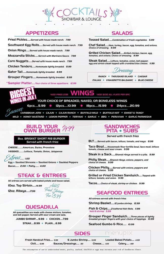 Cocktails Lounge - Jacksonville, FL menu_pic
