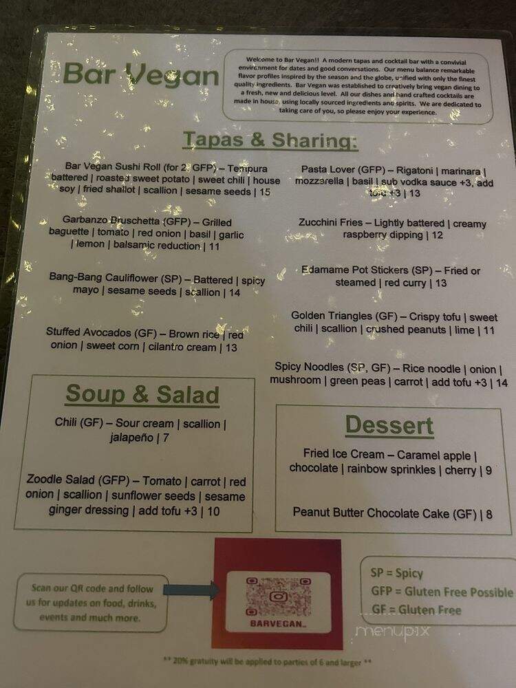 Bar Vegan - Albany, NY menu_pic