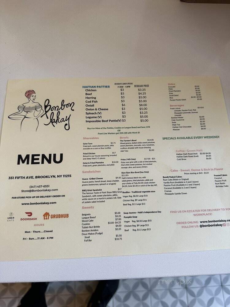 Bonbon Lakay - Brooklyn, NY menu_pic