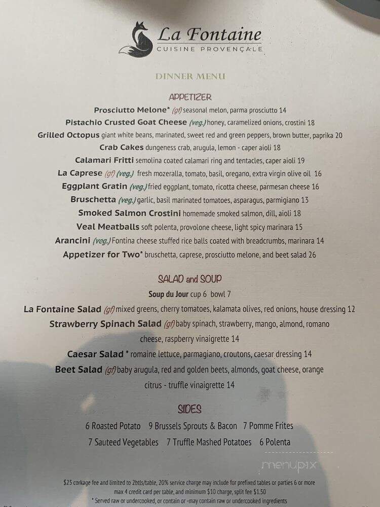 La Fontaine - Walnut Creek, CA menu_pic