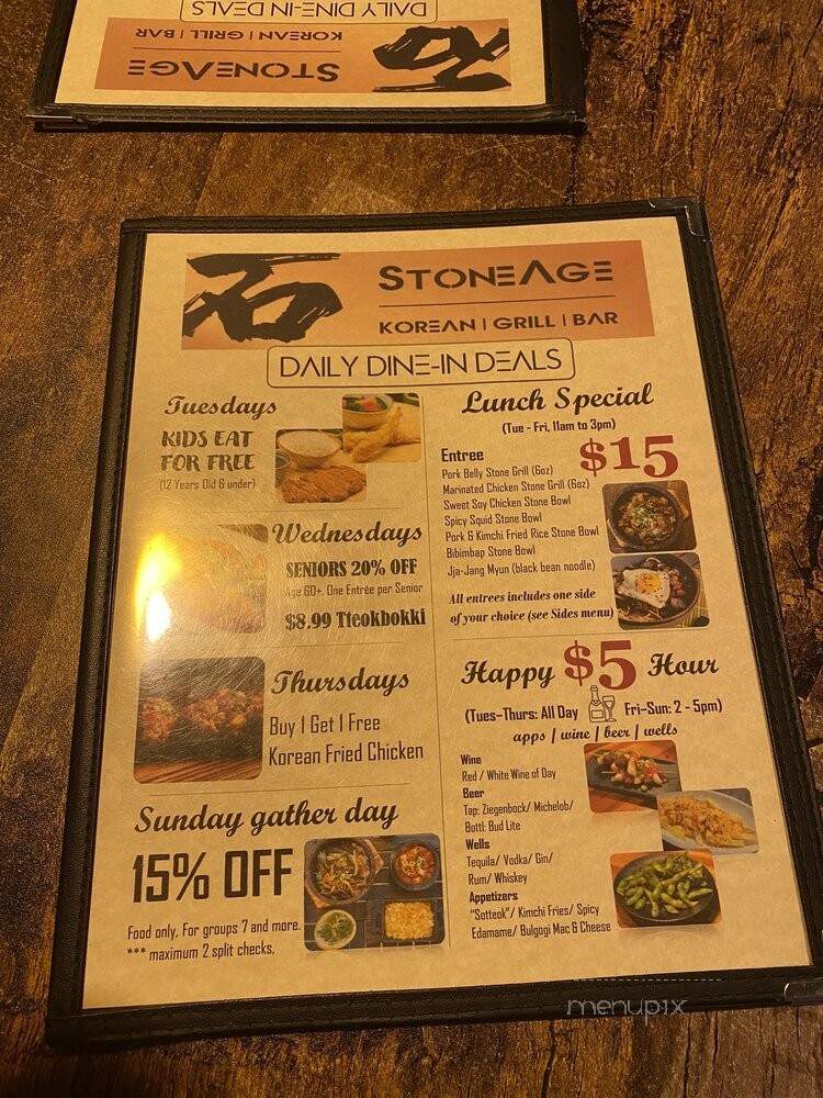 Stone Age Korean Grill Bar - Katy, TX menu_pic