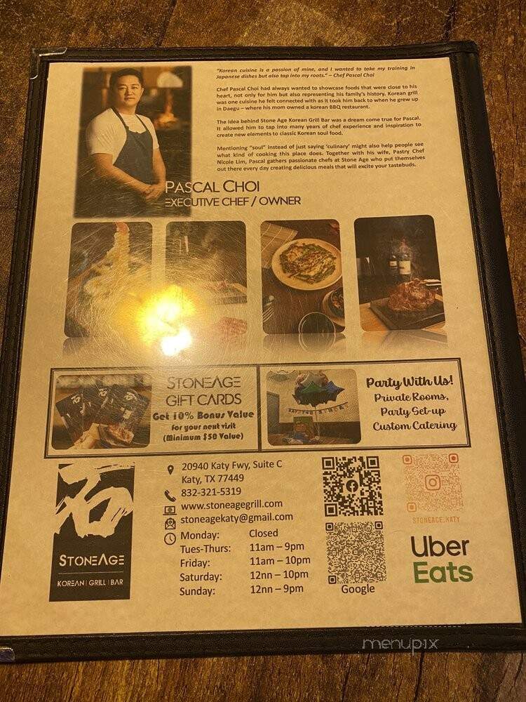 Stone Age Korean Grill Bar - Katy, TX menu_pic