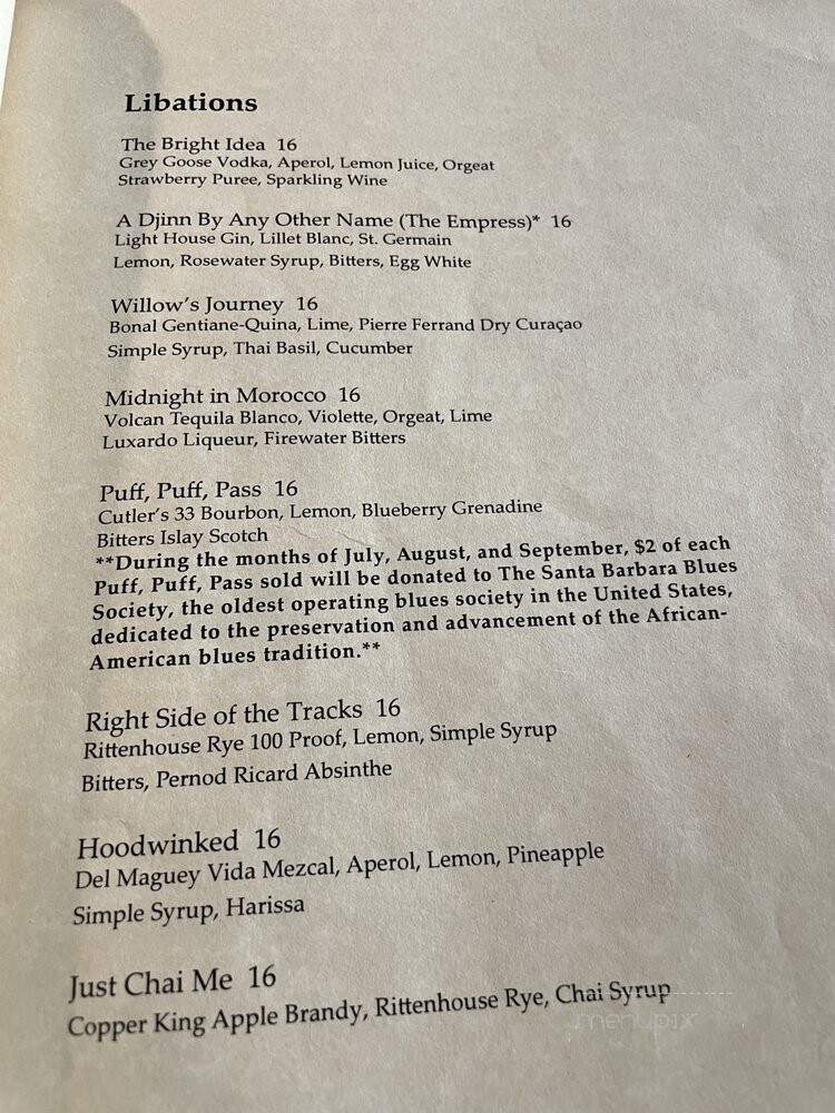 Djinn Bar and the Foley Food - Santa Barbara, CA menu_pic