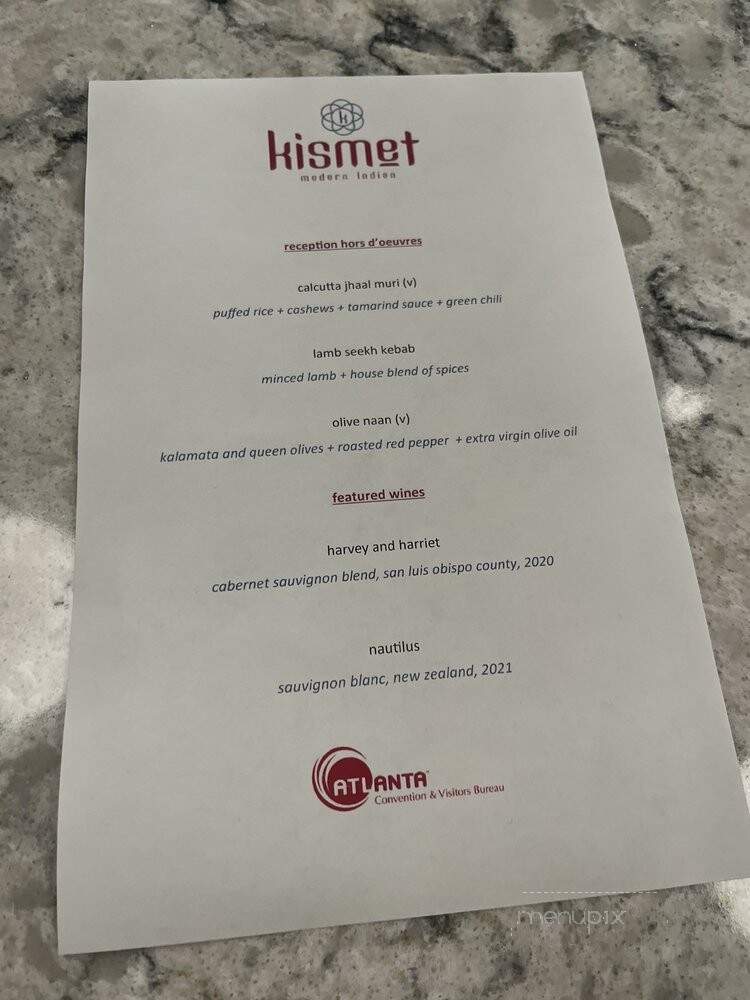 Kismet Modern Indian - Alexandria, VA menu_pic