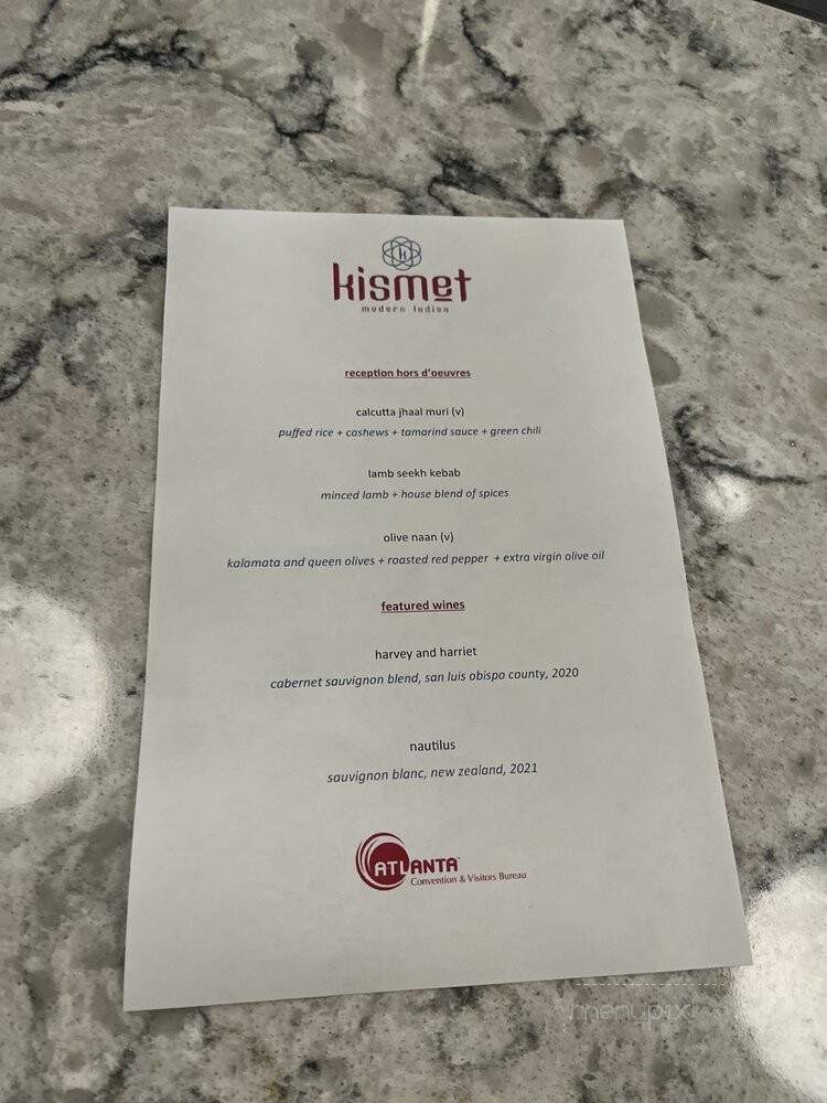 Kismet Modern Indian - Alexandria, VA menu_pic