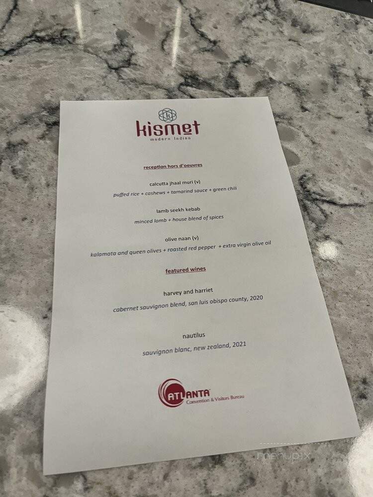 Kismet Modern Indian - Alexandria, VA menu_pic
