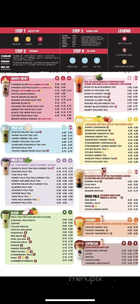 Kung Fu Tea - Prosper, TX menu_pic