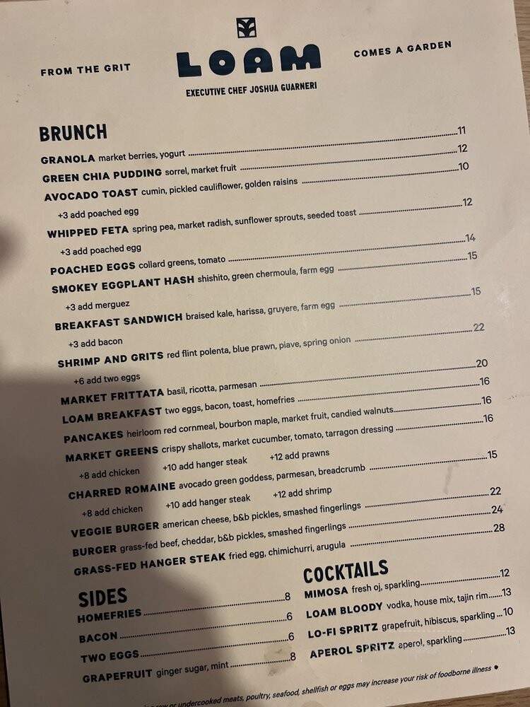 Loam - Los Angeles, CA menu_pic