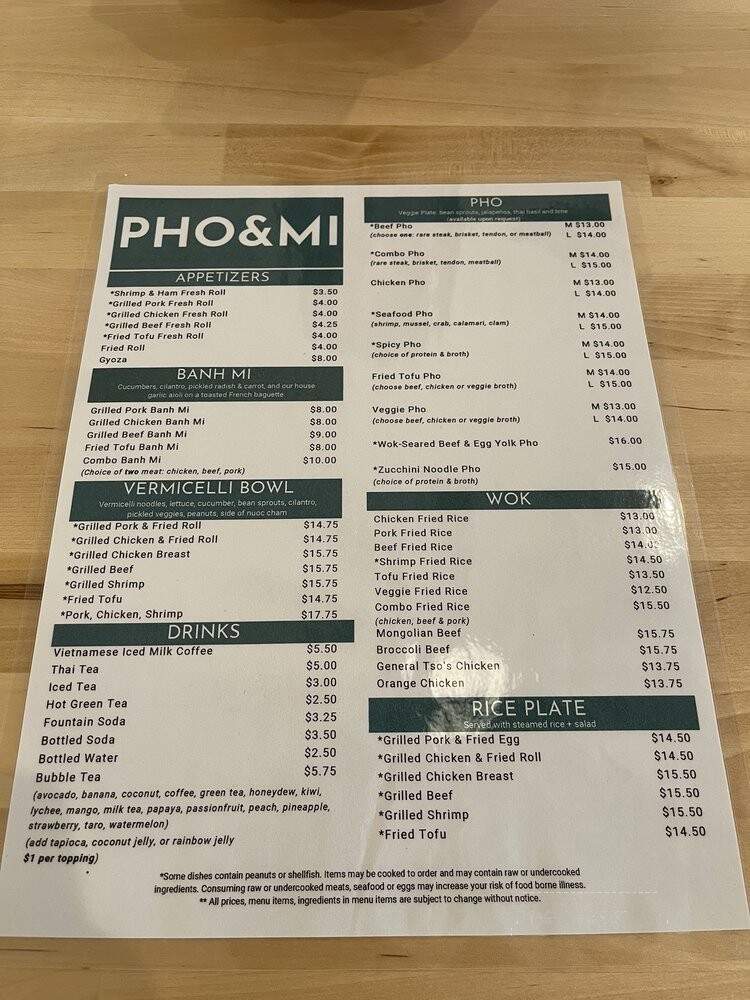 Pho&Mi - Puyallup, WA menu_pic