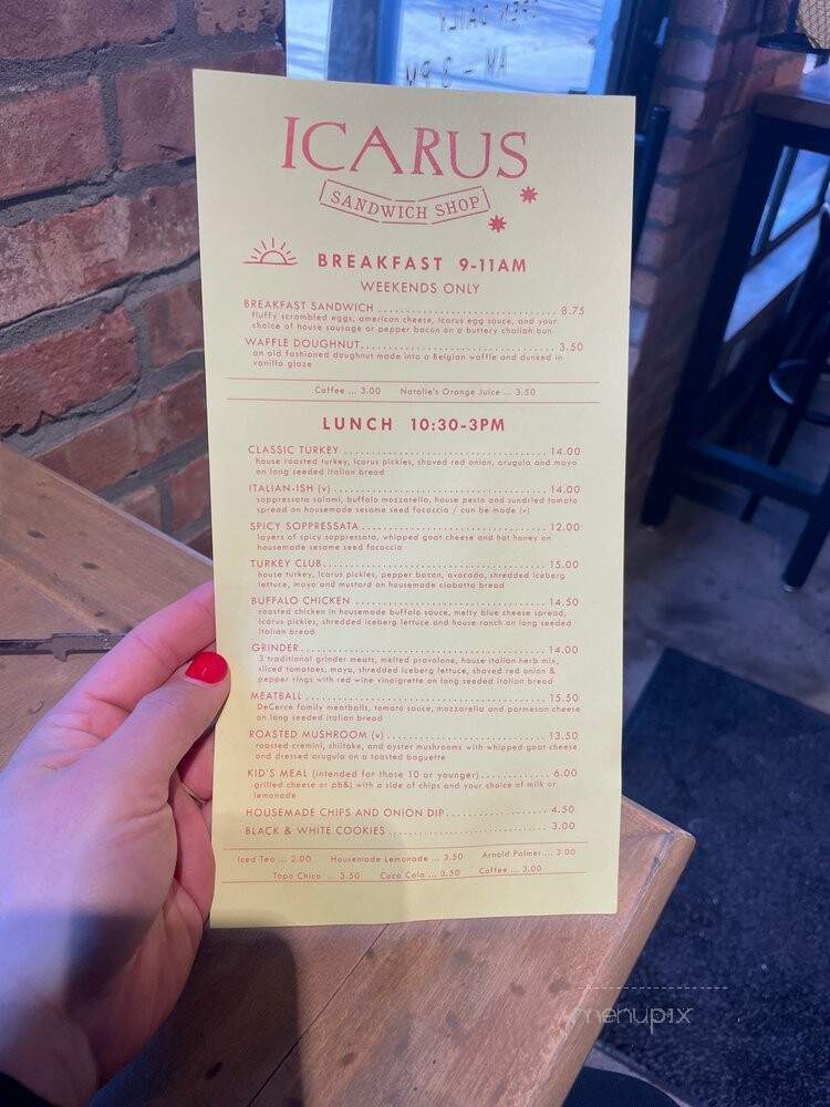 Icarus Sandwich Shop - Columbus, OH menu_pic