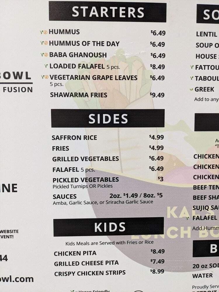 Kal's Lunch Bowl - Royal Oak, MI menu_pic