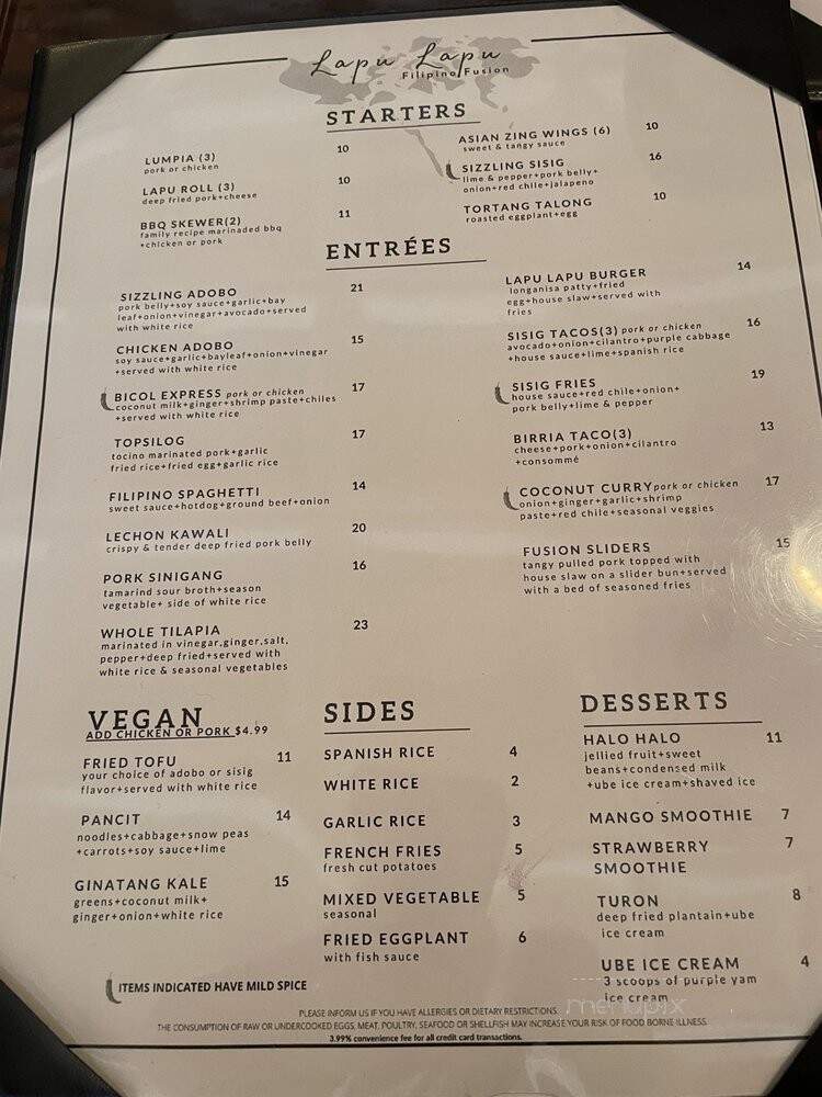 Lapu Lapu - Lemoyne, PA menu_pic
