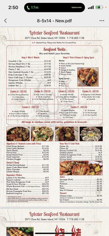 Lobzter Seafood Restaurant - Staten Island, NY menu_pic
