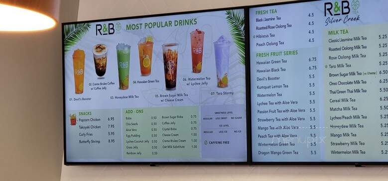 R&B Tea Silver Creek - San Jose, CA menu_pic