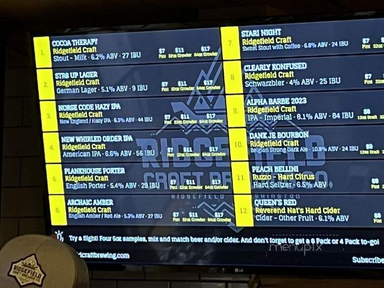 Ridgefield Craft Brewing Taphouse - Ridgefield, WA menu_pic