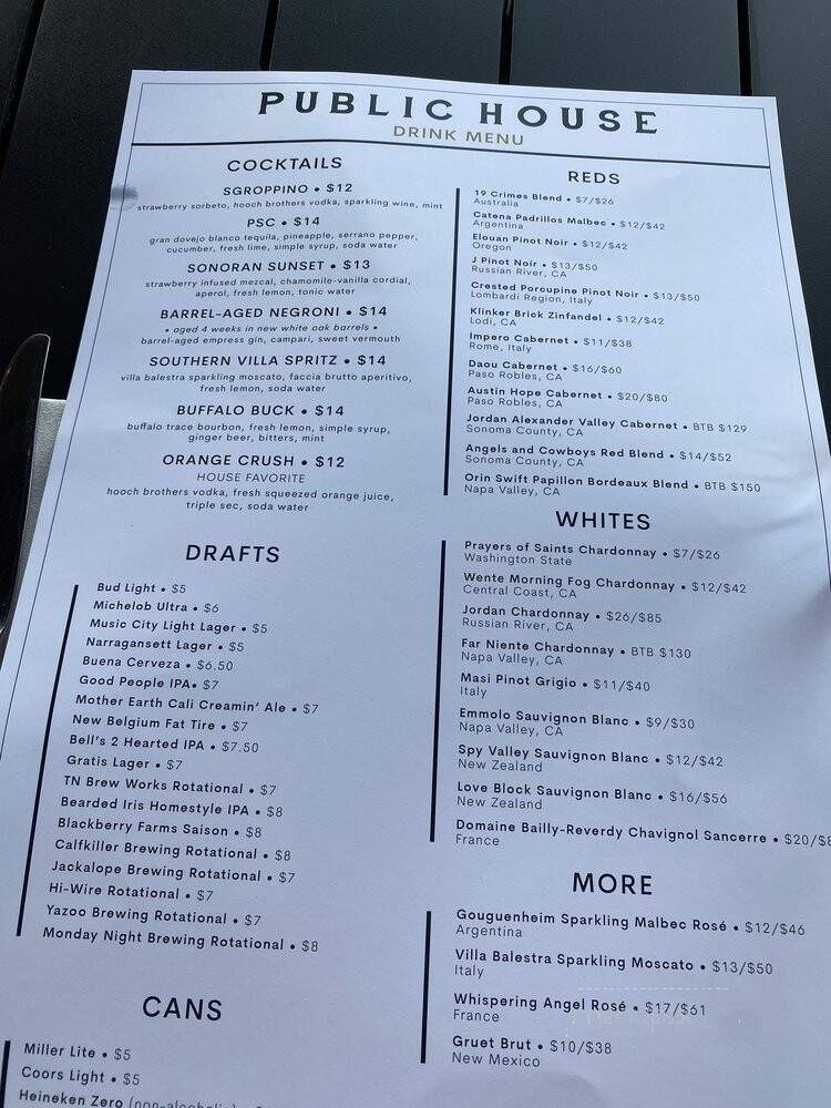 Coal Town Public House - Franklin, TN menu_pic