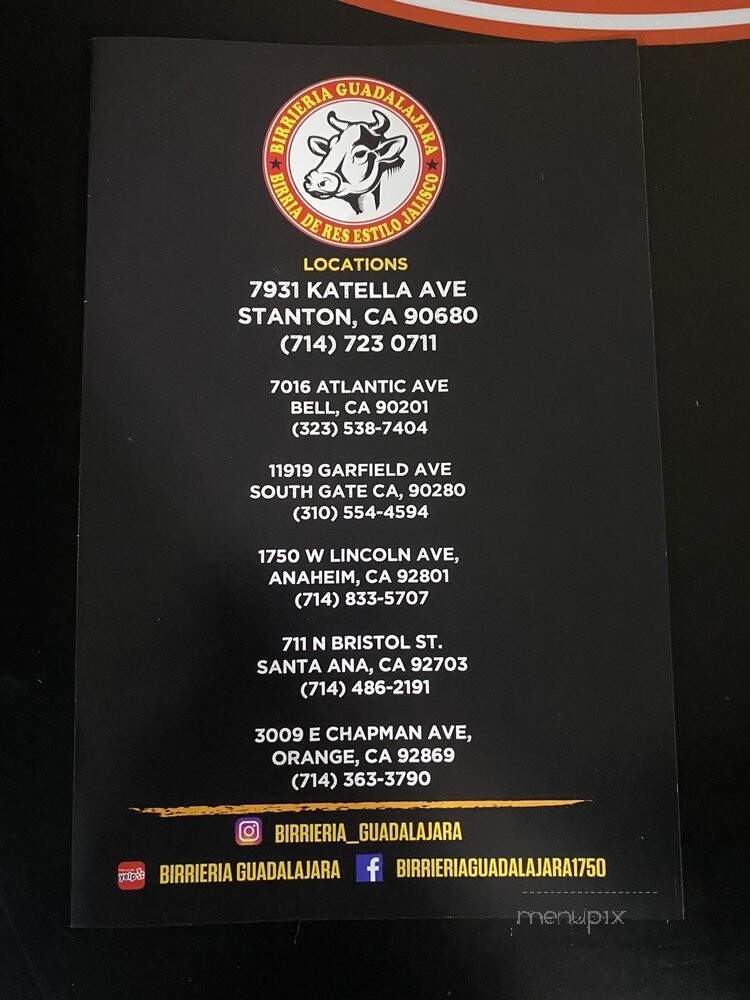 Birrieria Guadalajara - Stanton, CA menu_pic