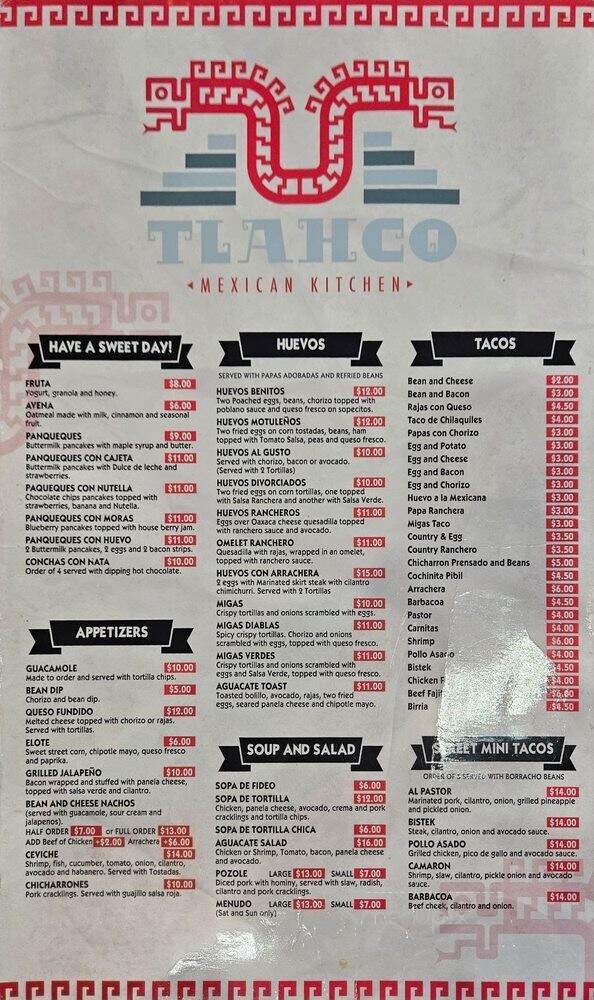 Tlahco Mexican Kitchen - San Antonio, TX menu_pic