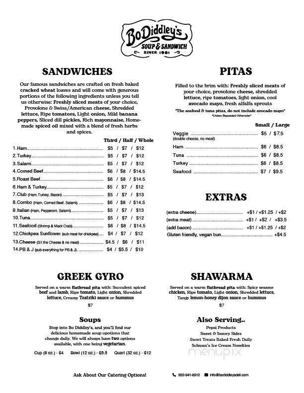 Bo Diddleys Pub & Deli - Eden Prairie, MN menu_pic