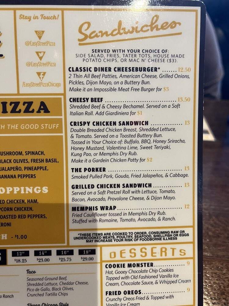 Easy Street Pizza & Beer Garden - Park Ridge, IL menu_pic
