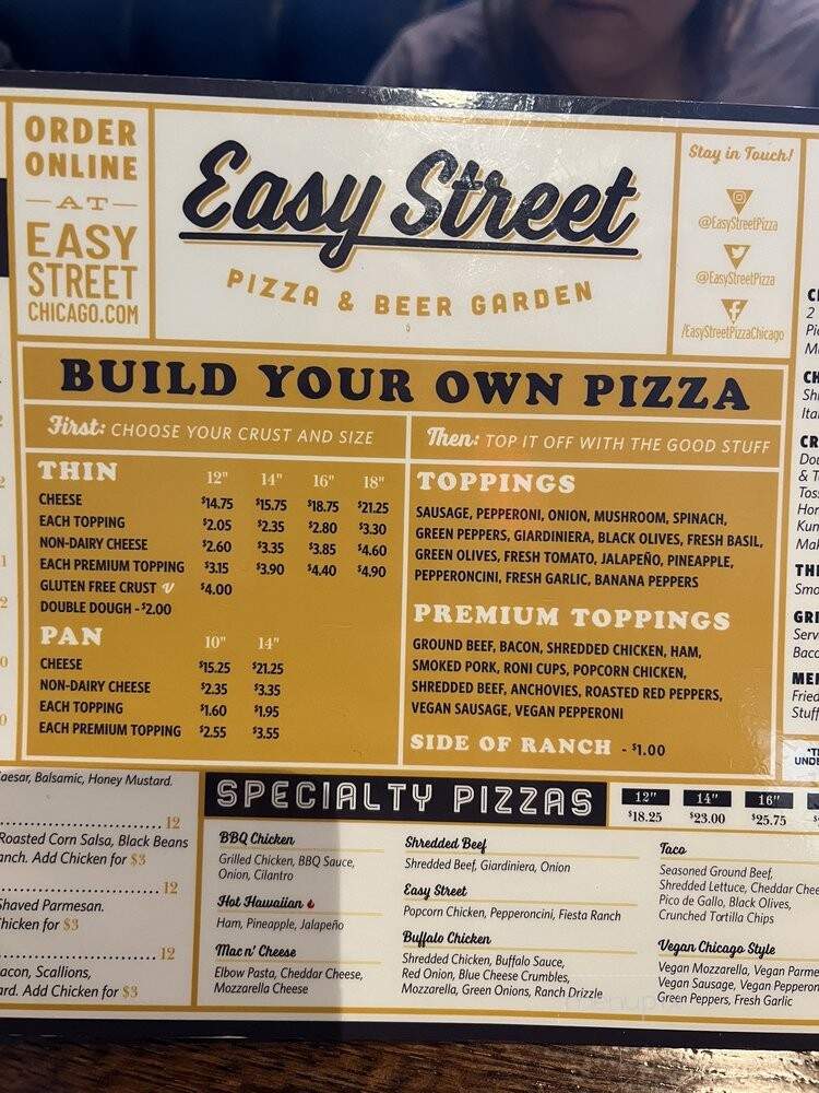 Easy Street Pizza & Beer Garden - Park Ridge, IL menu_pic