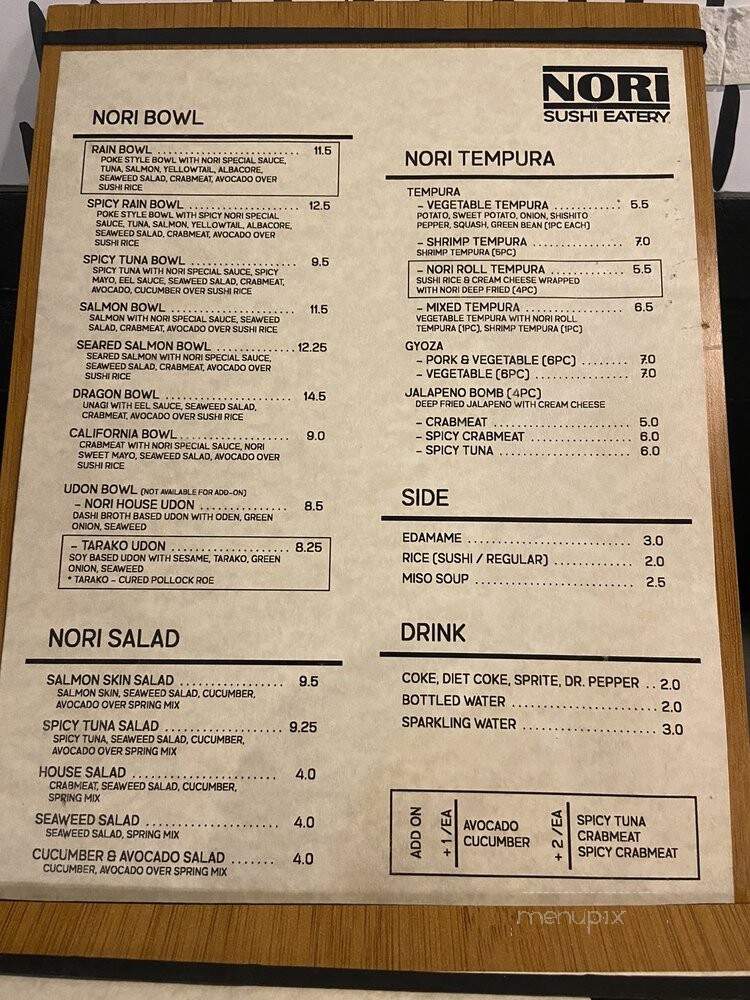 Nori Sushi Eatery - South Pasadena, CA menu_pic