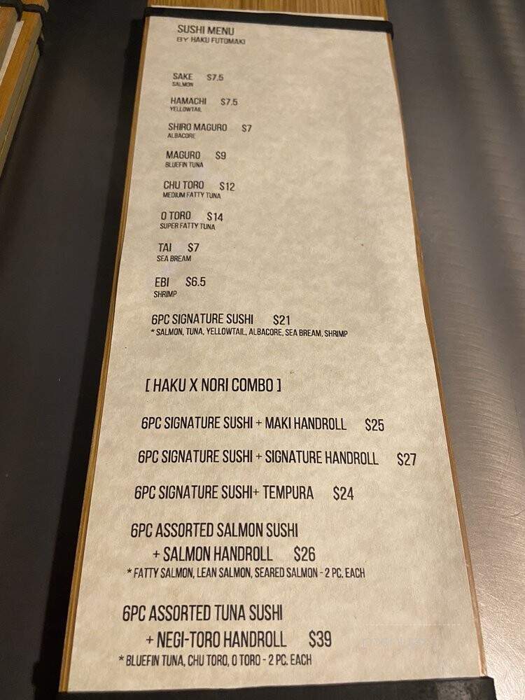 Nori Sushi Eatery - South Pasadena, CA menu_pic